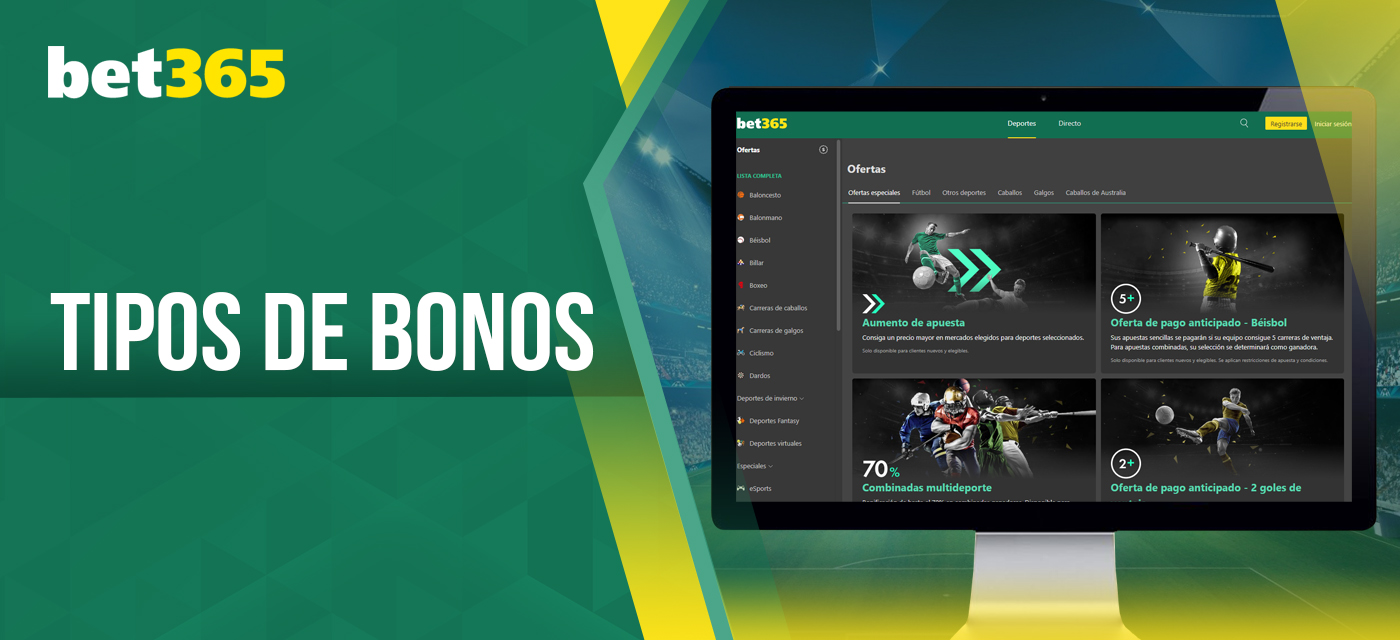 ¿Qué tipos de bonificaciones están disponibles para los usuarios de bet365 en el sitio web y en la aplicación?