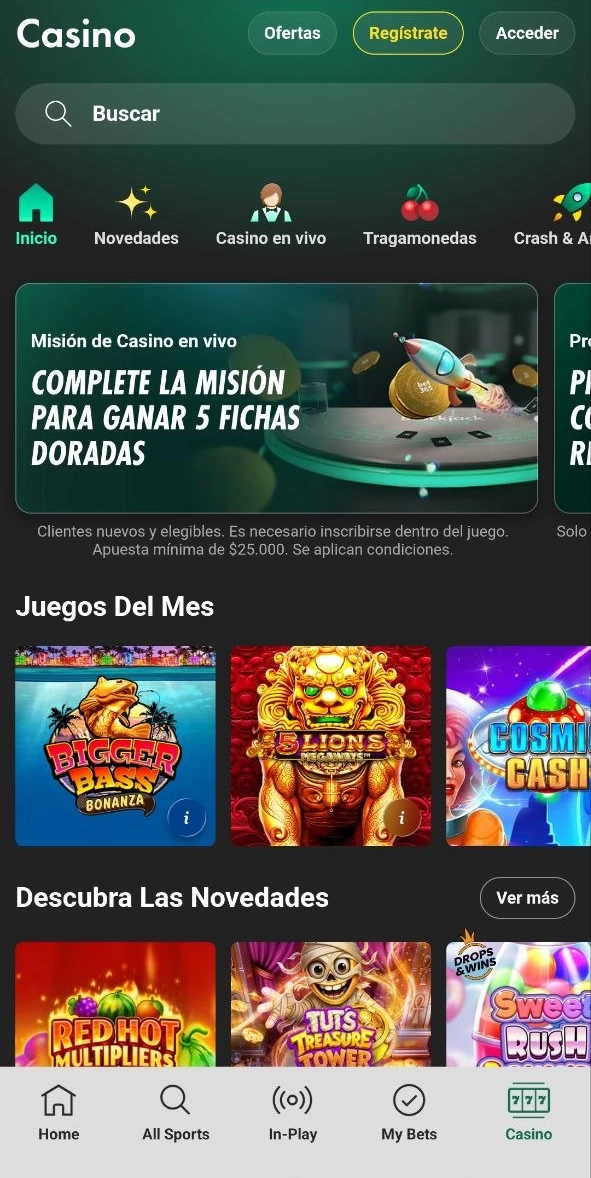 Casino online en la aplicación móvil Bet365
